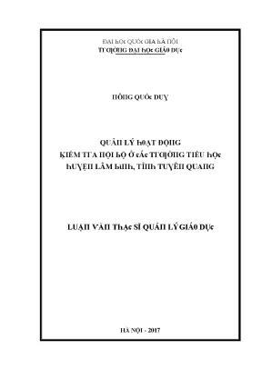 Quản Lý Hoạt Động Kiểm Tra Tại Trường Tiểu Học Lâm Bình,