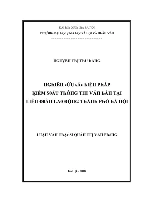 Nghiên Cứu Kiểm Soát Tình Hình Tại Liên Đoàn Lao Động Hà Nội