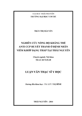 Nghiên Cứu Nồng Độ Kháng Thể Anti CCP Ở Bệnh Nhân Viêm