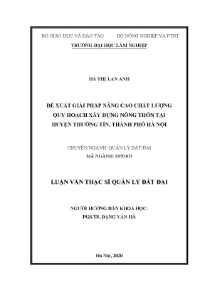 Giải Pháp Nâng Cao Chất Lượng Quy Hoạch Xây Dựng Nông