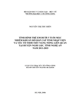 Nghiên Cứu Tình Hình Trẻ Em Dưới 5 Tuổi Mắc Nhiễm Khuẩn