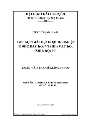 Tích hợp giáo dục hướng nghiệp trong dạy học vi sinh vật 