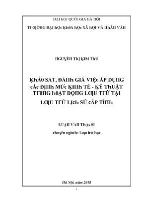 Nghiên Cứu Về Lưu Trữ Tài Liệu Kinh Tế - Kỹ Thuật Hoạt 