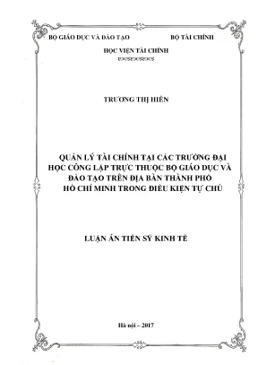 Quản Lý Tài Chính Tại Các Trường Đại Học Công Lập Ở
