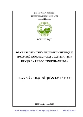 Đánh Giá Quy Hoạch Sử Dụng Đất Huyện Bá Thước Giai Đoạn