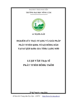 Nghiên cứu phát triển kinh tế hộ nông dân tại Thái Nguyên