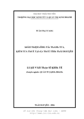 Đại Học Kinh Tế và Quản Trị Kinh Doanh Thái Nguyên: Kiểm