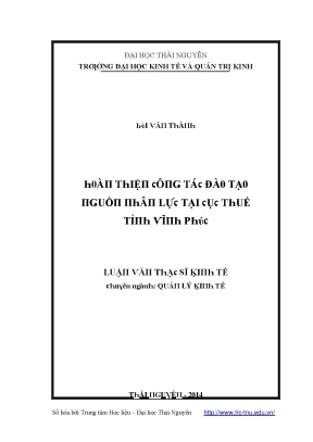 Cải thiện công tác đào tạo nguồn nhân lực tại Cục Thuế