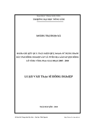 Kết quả nghiên cứu về sử dụng đất tại Thái Nguyên