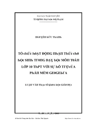Tổ chức hoạt động nhận thức cho học sinh lớp 10 môn Toán 