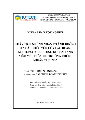 Phân Tích Các Nhân Tố Ảnh Hưởng Đến Cấu Trúc Vốn Doanh