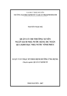 Quản Lý Chi Ngân Sách Nhà Nước Qua Dự Toán Tại Kho Bạc