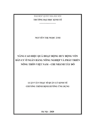 Nâng Cao Hiệu Quả Huy Động Vốn Dân Cư Tại Ngân Hàng Nông