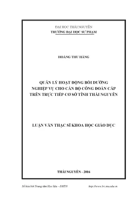 Quản Lý Hoạt Động Bồi Dưỡng Nghiệp Vụ Cán Bộ Công Đoàn