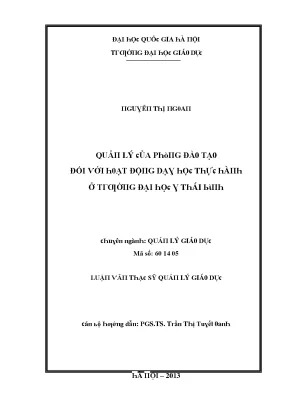 Quản lý hoạt động dạy học thực hành tại Đại học Y Thái Bình