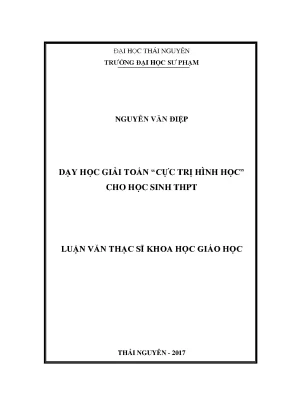 Phương Pháp Dạy Học Giải Toán Cực Trị Hình Học Cho Học