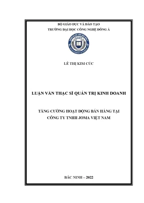 Tăng Cường Hoạt Động Bán Hàng Tại Công Ty TNHH Joma Việt Nam