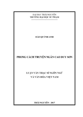 Nghiên Cứu Phong Cách Truyện Ngắn Cao Duy Sơn