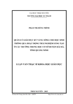 Quản Lý Giáo Dục Kỹ Năng Sống Cho Học Sinh Qua Hoạt Động