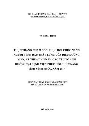 Chăm Sóc và Phục Hồi Chức Năng Người Bệnh Đau Thắt Lưng