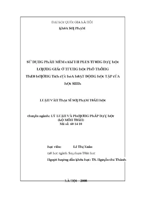 Ứng dụng Cabri II Plus trong dạy học lượng giác cho học 