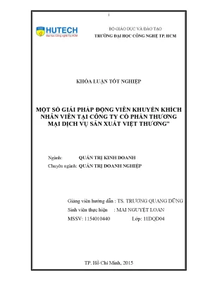 Giải Pháp Động Viên Nhân Viên Tại Công Ty Cổ Phần Thương