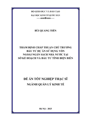 Thẩm Định Đầu Tư Dự Án Vốn Ngoài Ngân Sách Tại Điện Biên