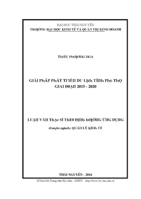 Phát Triển Du Lịch Tỉnh Thái Nguyên Giai Đoạn 2015 - 2020