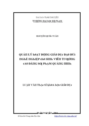 Quản lý giáo dục đạo đức nghề nghiệp cho sinh viên cao