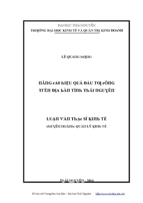 Hiệu Quả Đầu Tư Tại Tỉnh Thái Nguyên: Nghiên Cứu Từ