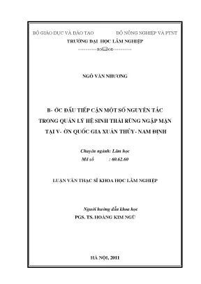 Quản Lý Hệ Sinh Thái Rừng Ngập Mặn Tại Vườn Quốc Gia