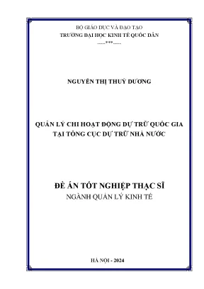 Quản Lý Chi Hoạt Động Dự Trữ Quốc Gia Tại Tổng Cục Dự