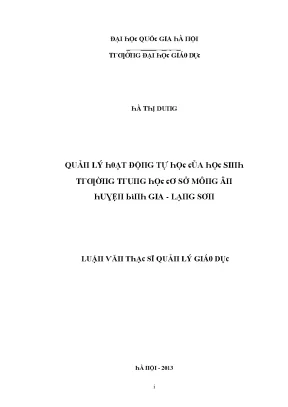 Quản Lý Hoạt Động Tự Học Tại Đại Học Quốc Gia Hà Nội