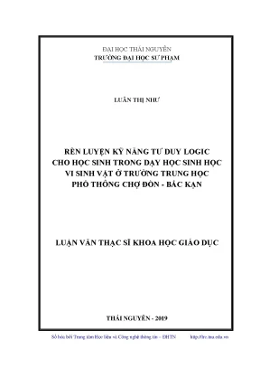 Rèn Luyện Kỹ Năng Tư Duy Logic Trong Dạy Học Sinh Học Vi 