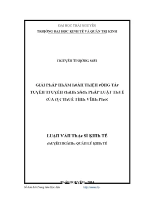 Giải pháp hoàn thiện tuyên truyền chính sách thuế tại