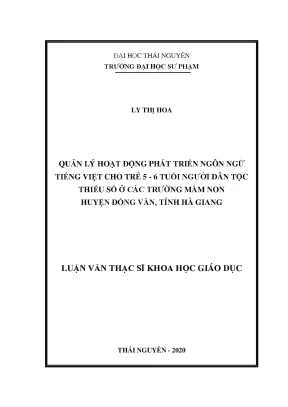 Quản Lý Phát Triển Ngôn Ngữ Tiếng Việt Cho Trẻ 5-6 Tuổi