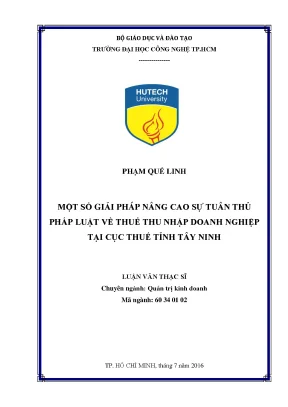 Giải Pháp Nâng Cao Sự Tuân Thủ Pháp Luật Về Thuế Doanh