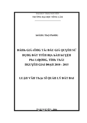 Quản lý đất đai tại Thái Nguyên: Nghiên cứu giá đất giai
