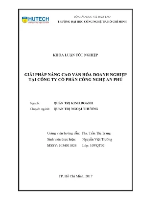 Giải Pháp Nâng Cao Văn Hóa Doanh Nghiệp Tại Công Ty Cổ