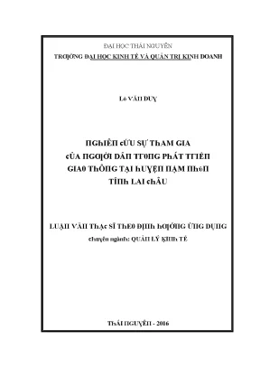 Nghiên Cứu Sự Tham Gia Của Người Dân Trong Phát Triển