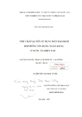 Thế Chấp Quyền Sử Dụng Đất Trong Hợp Đồng Tín Dụng Ngân Hàng