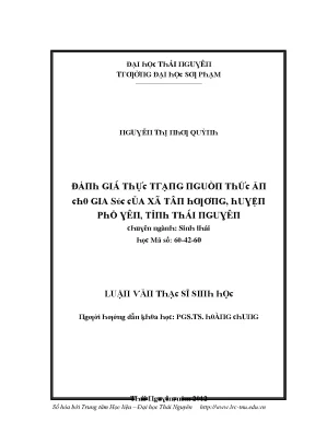 Đánh giá nguồn thức ăn cho gia súc tại xã Tân Hương,
