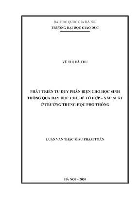 Phát Triển Tư Duy Phản Biện Cho Học Sinh Qua Dạy Học Tổ