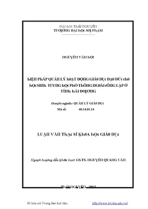 Quản lý giáo dục đạo đức cho học sinh trung học ngoài