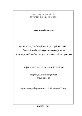 Quản lý sự phối hợp lực lượng trong giáo dục đạo đức học