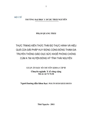 Nâng cao Kiến Thức và Thực Hành Phòng Chống Cúm A Tại 
