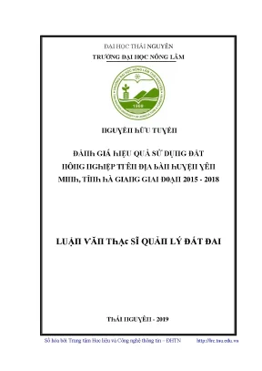 Hiệu Quả Sử Dụng Đất Tại Thái Nguyên Giai Đoạn 2015-2018