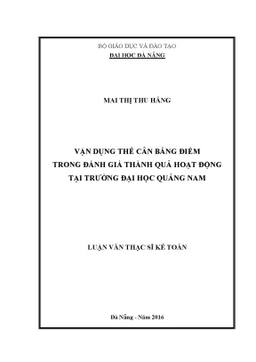 Vận Dụng Thẻ Cân Bằng Điểm Trong Đánh Giá Thành Quả Hoạt