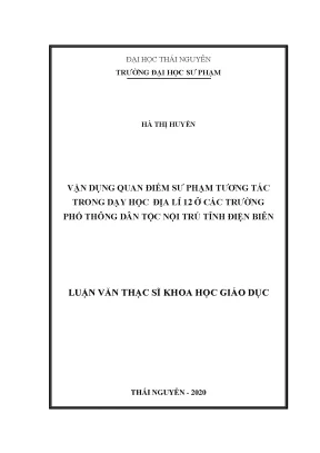 Vận Dụng Quan Điểm Sư Phạm Tương Tác Trong Dạy Học Địa 