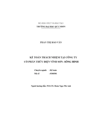Kế Toán Trách Nhiệm Tại Công Ty Cổ Phần Thủy Điện Vĩnh